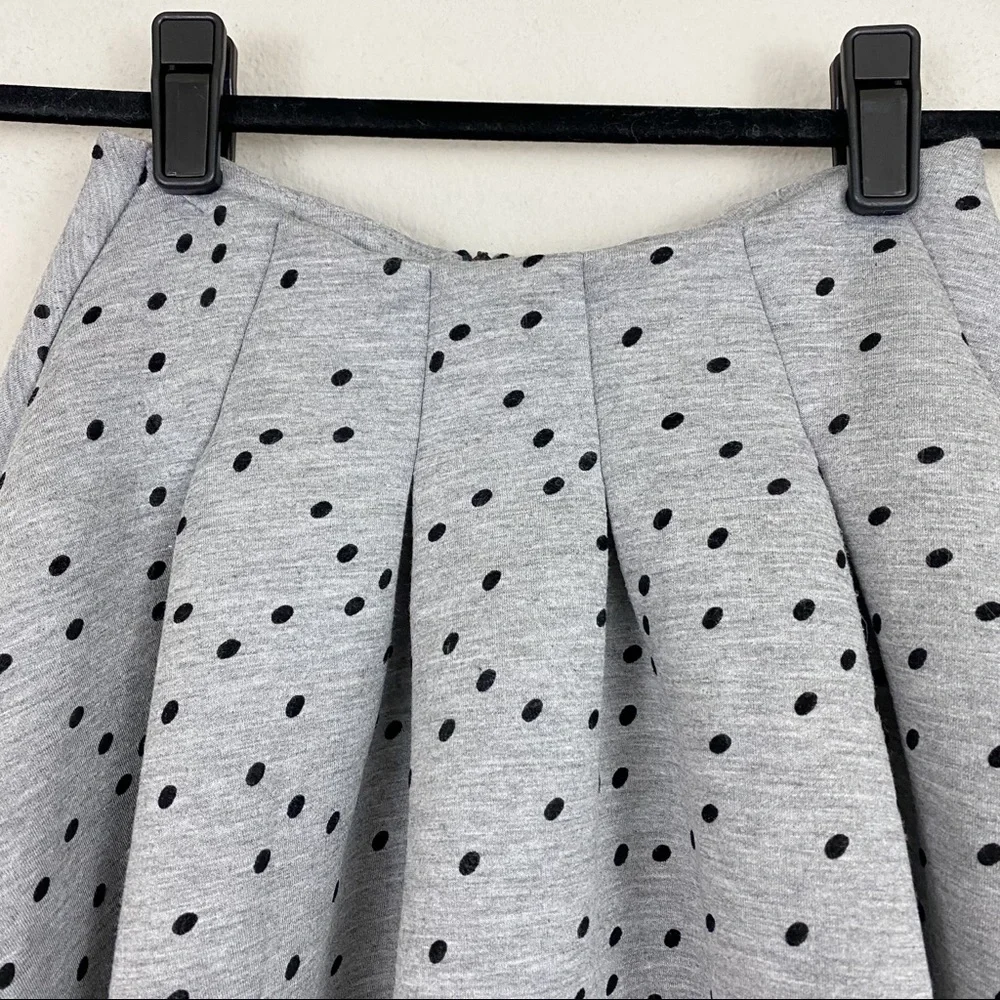 Maje Joye Pleated Felt Spotted Polka Dot Fit and Flare Skirt